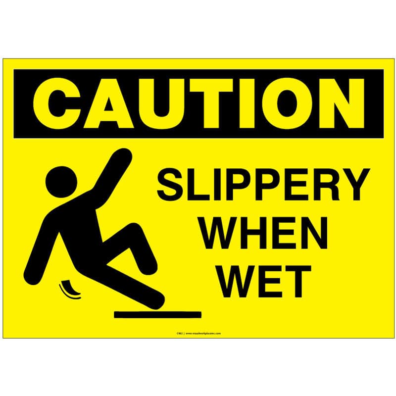 Caution: Slippery when wet with Icon of man slipping