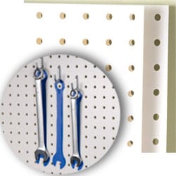 Pegboard with a Overlayed Image of Open End Wrenches with Tool Shadow Marks Behind Tools