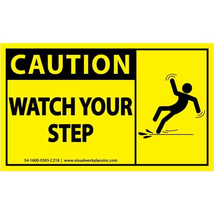 ANSI PolyLabel: Caution - Watch Your Step (Person Tripping), 5pk ...