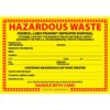 Hazardous Waste Federal Law Prohibits Improper Disposal Proper D.O.T Shipping Name Technical Chemical Name