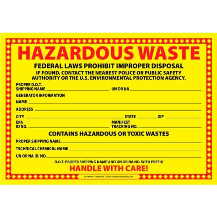 Vinyl Decal: Hazardous Waste Federal Law Prohibits Improper Disposal ...