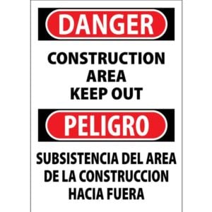 Construction Area Keep Out Bilingual Sign