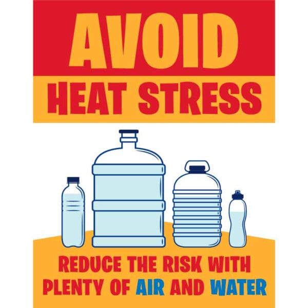 Avoid Heat Stress - reduce the risk with plenty of air and water - Poster