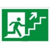 Glow: Exit Upstairs - icon of person running from doorway up stairs with arrows up