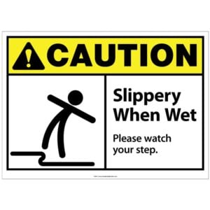ANSI Caution Slippery When Wet Sign
