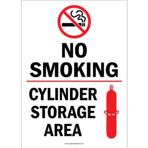 No Smoking Cylinder Storage Area Sign