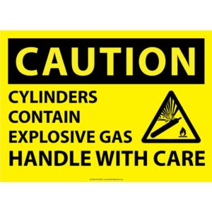 Caution Cylinders Contain Explosive Gas - Handle with care