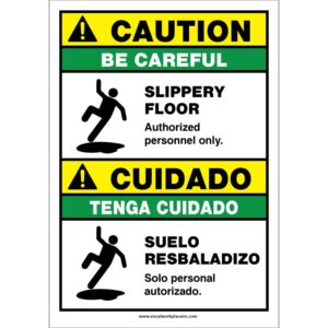 Caution ANSI Bilingual Slipppery Floor Sign