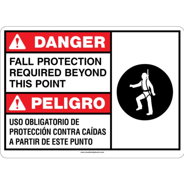 Danger Fall Protection ANSI Bilingual