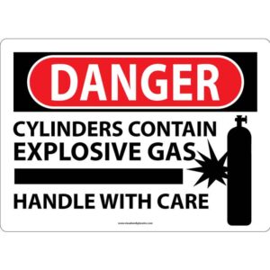 Danger Cylinders Contain Explosive Gas - Handle with care