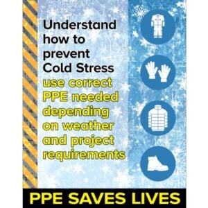 Poster: Understand how to Prevent Cold Stress - use correct PPE depending on weather and project