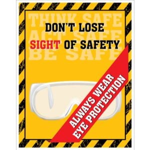 Don't Lose Sight Of Safety, Caution Border. Always wear protection. Safety Poster.