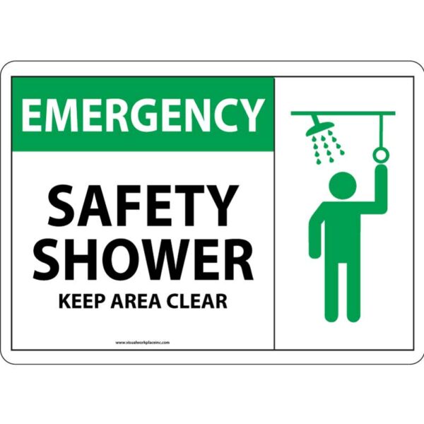 Emergency - Safety Shower Keep Area Clear, ANSI
