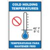 Cold Holding Temperatures, Bilingual, ANSI
