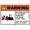 Warning - Servicing Moving Or Energized Equipment Can Cause Severe Injury, ANSI