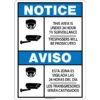 PolyLabel Adhesive, 3"x5", 5pk, This Area Under 24 Hour TV Surveillance, Bilingual, ANSI
