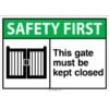 Safety First, This Gate Must Be Kept Closed, ANSI