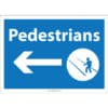 A pedestrian left arrow sign indicating the direction for foot traffic.