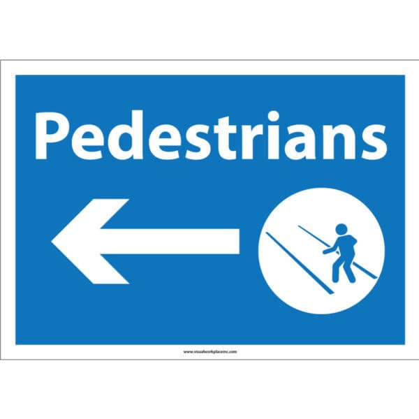 A pedestrian left arrow sign indicating the direction for foot traffic.