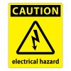 Caution sign indicating an electrical hazard with a warning icon, alerting to potential electrical dangers.