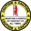 Safety Floor Sign: Caution - Maintain 3 points of contact at all times, Ladder, Red and Black, 17in Diameter, Slip Resistant