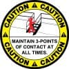Safety Floor Sign: Caution - Maintain 3 points of contact at all times, Ladder, Red and Black, 17in Diameter, Slip Resistant