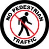 Safety Floor Sign: No Pedestrian Traffic, No walking, Red and Black, 17in Diameter, Slip Resistant
