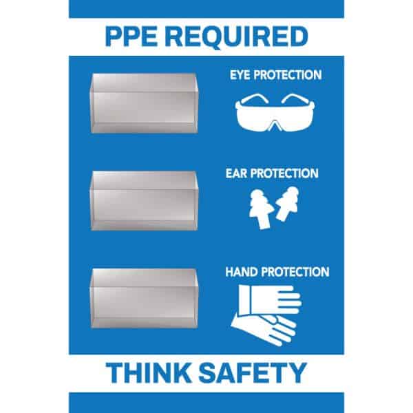 PPE Required Shadow Board, AlumiGuard™ Lite (.118″) 36″×24″—durable aluminum composite board for visual PPE display and organization.