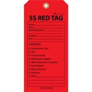 55-4010-6253-5S200 ∙ Paper 5S Red Tag, 6.25"H x3.125"W, 25pk