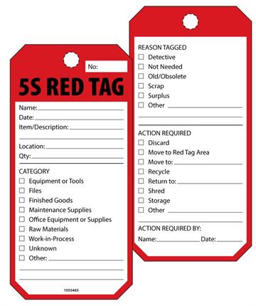 55-4010-6253B-5S715 ∙ PolyTag, 6.25"H x 3"W, 25pk, 5S Red Tag
